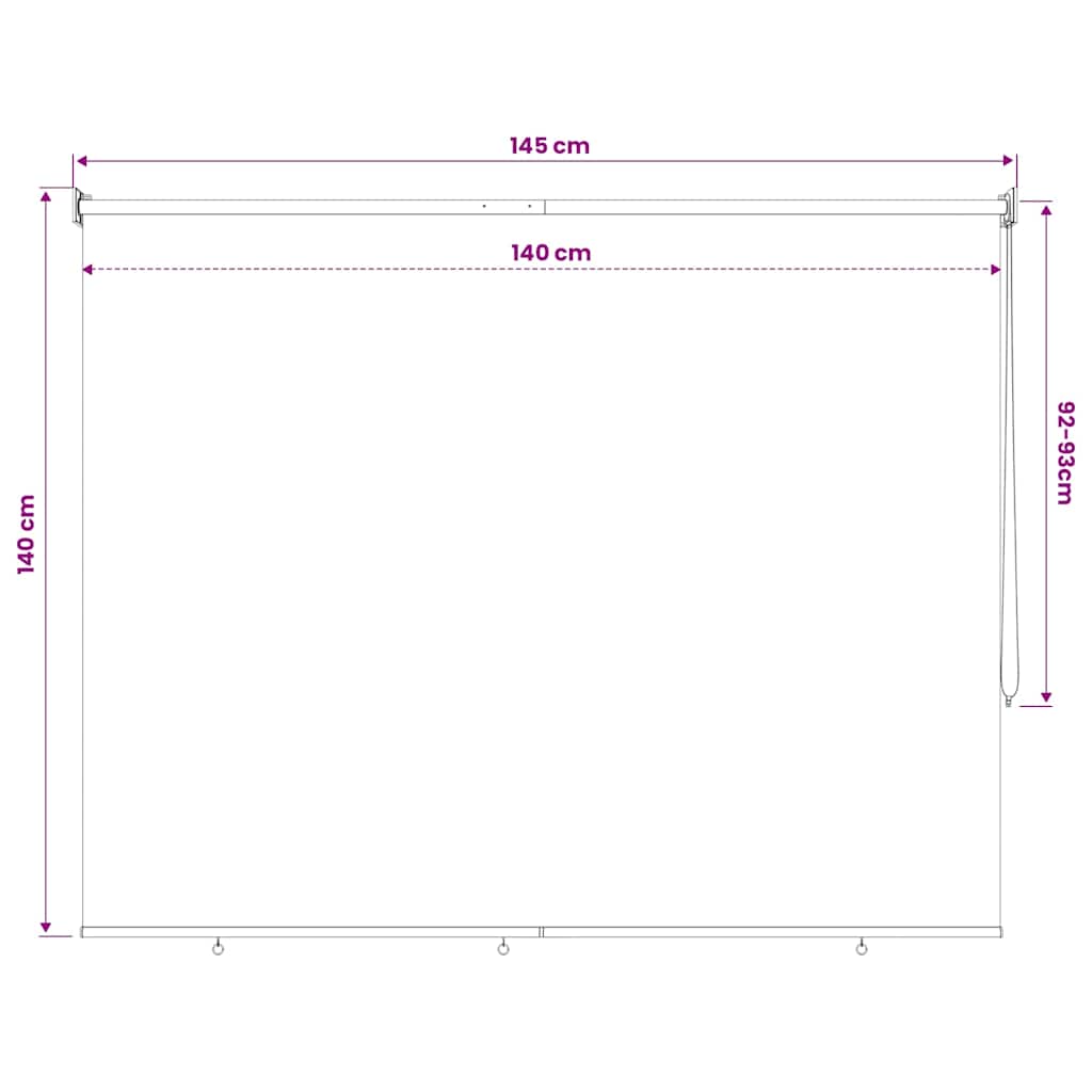 udendørs rullegardin 145 (B) x 140 (H) cm cremefarvet