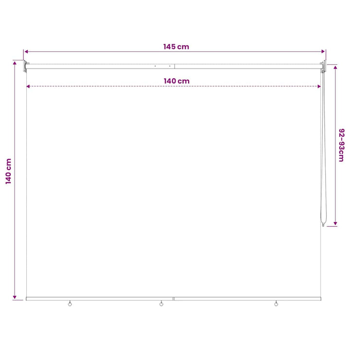 udendørs rullegardin 145 (B) x 140 (H) cm cremefarvet