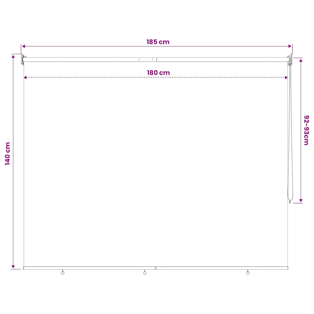 udendørs rullegardin 185 (B) x 140 (H) cm cremefarvet