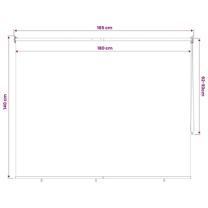udendørs rullegardin 185 (B) x 140 (H) cm cremefarvet