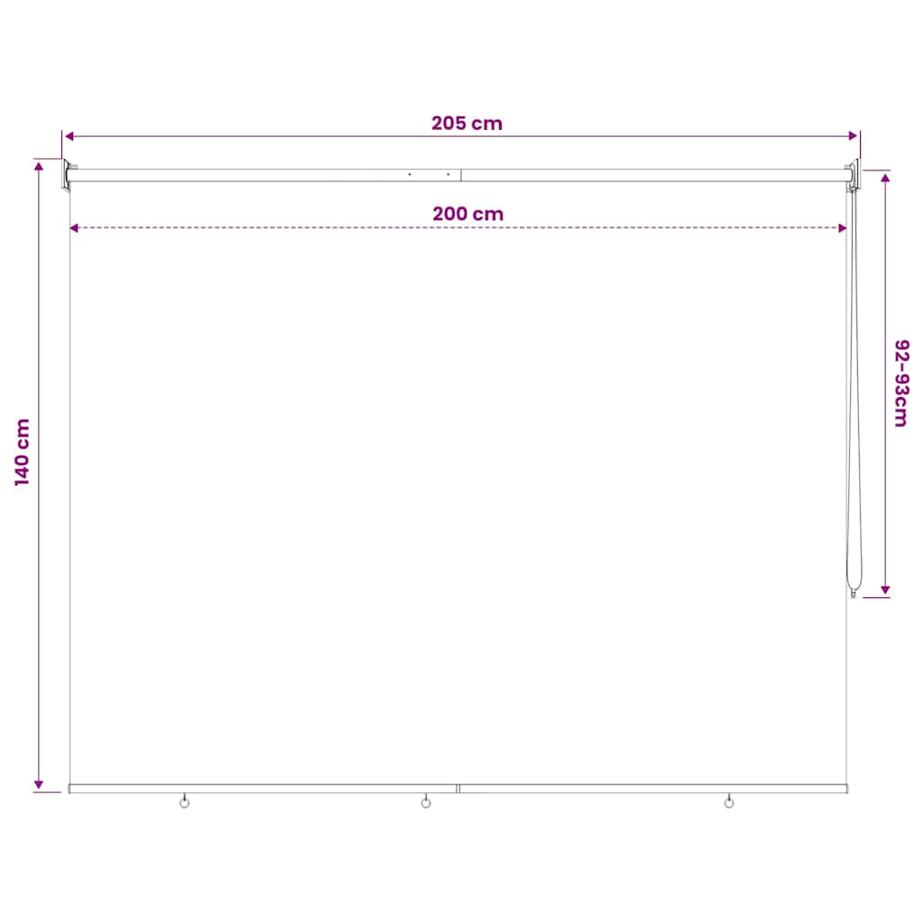 udendørs rullegardin 205 (B) x 140 (H) cm cremefarvet