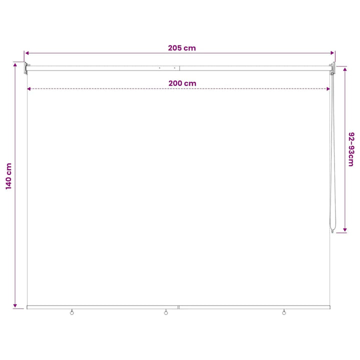 udendørs rullegardin 205 (B) x 140 (H) cm cremefarvet