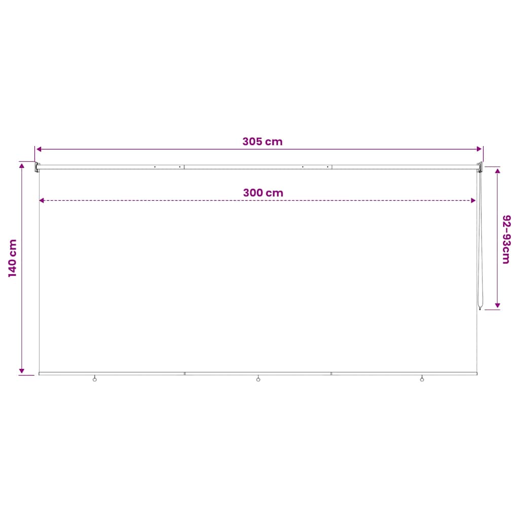 udendørs rullegardin 305 (B) x 140 (H) cm cremefarvet