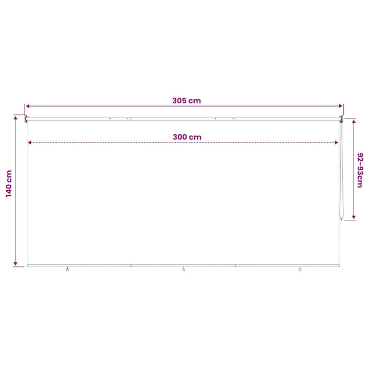 udendørs rullegardin 305 (B) x 140 (H) cm cremefarvet