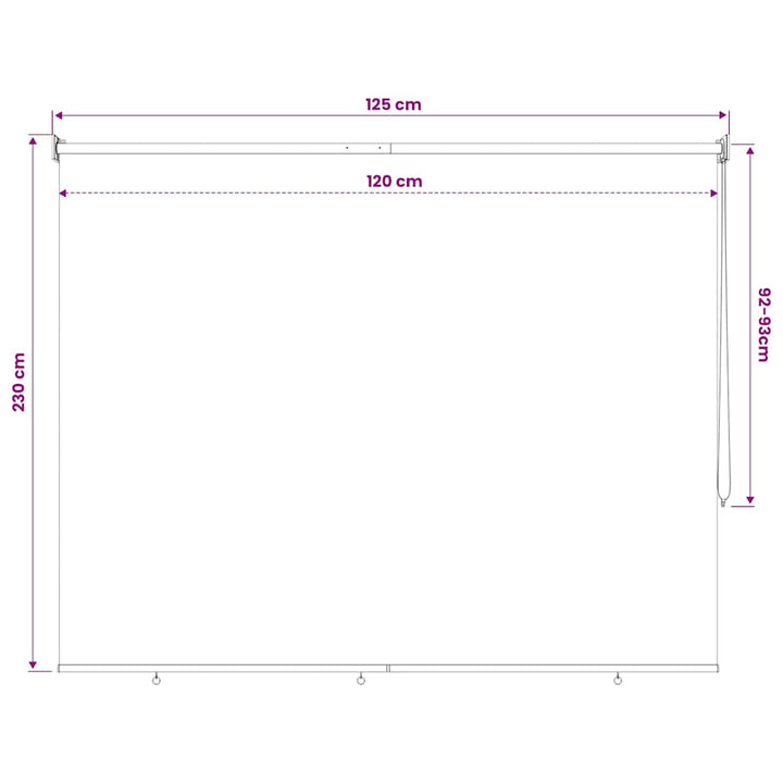 udendørs rullegardin 125 (B) x 230 (H) cm cremefarvet