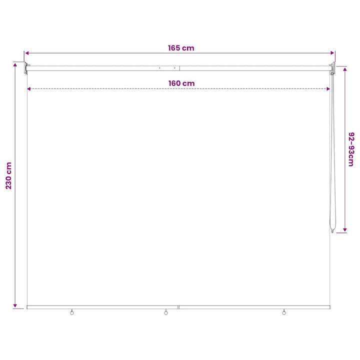 udendørs rullegardin 165 (B) x 230 (H) cm cremefarvet