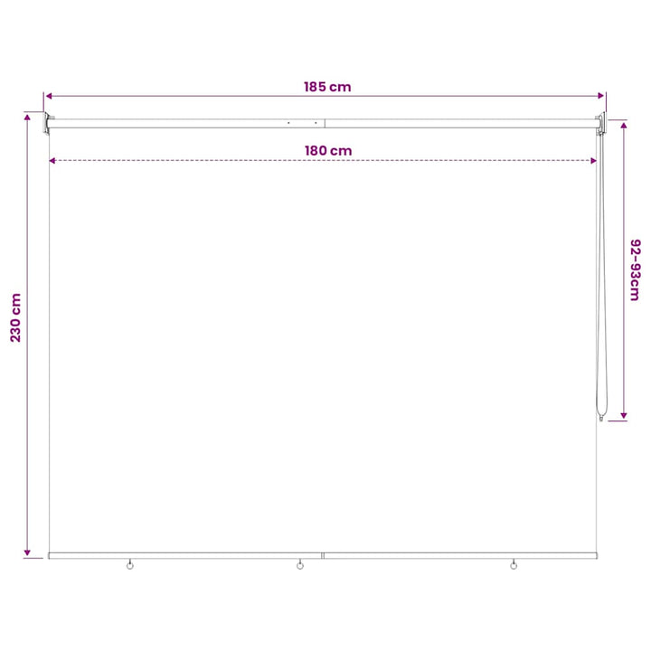 udendørs rullegardin 185 (B) x 230 (H) cm cremefarvet