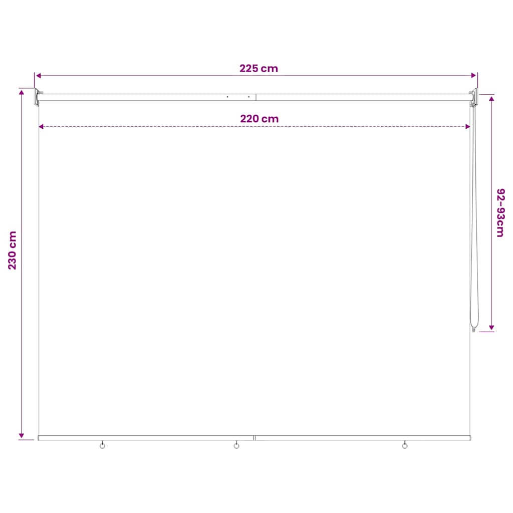 udendørs rullegardin 225 (B) x 230 (H) cm cremefarvet