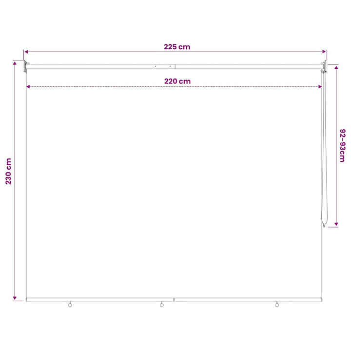 udendørs rullegardin 225 (B) x 230 (H) cm cremefarvet