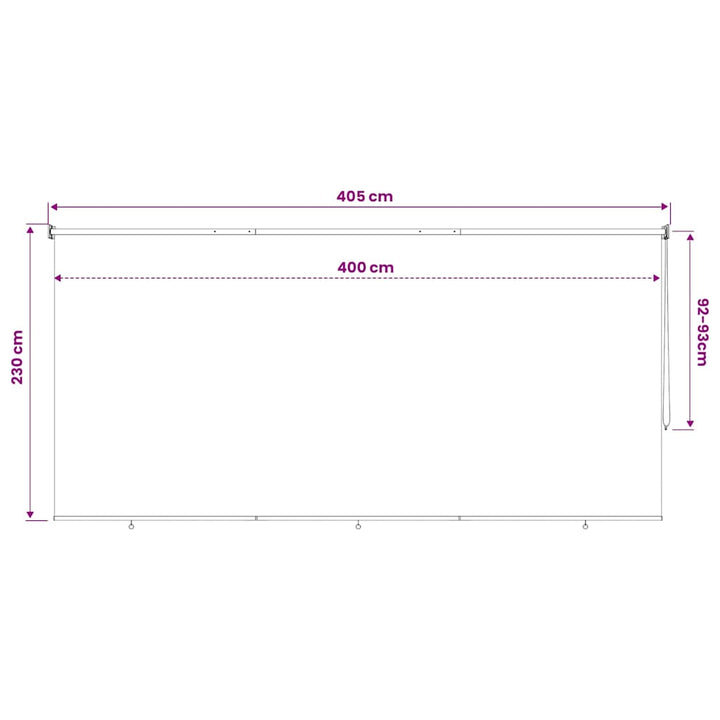 udendørs rullegardin 405 (B) x 230 (H) cm cremefarvet