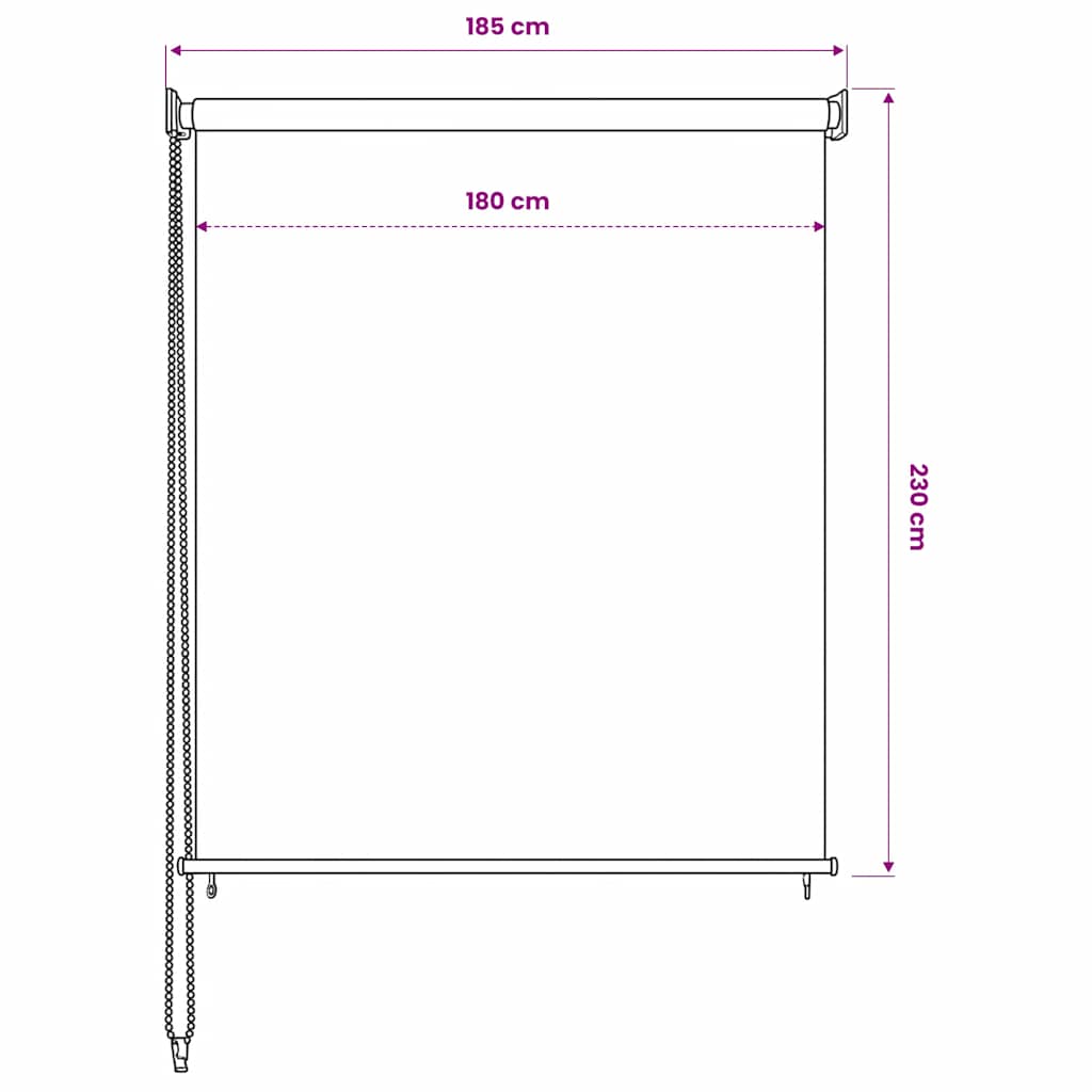 udendørs rullegardin 185 (B) x 230 (H) cm hvid