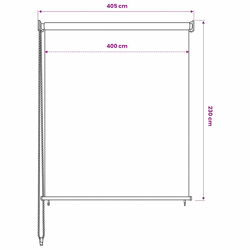 udendørs rullegardin 405 (B) x 230 (H) cm hvid