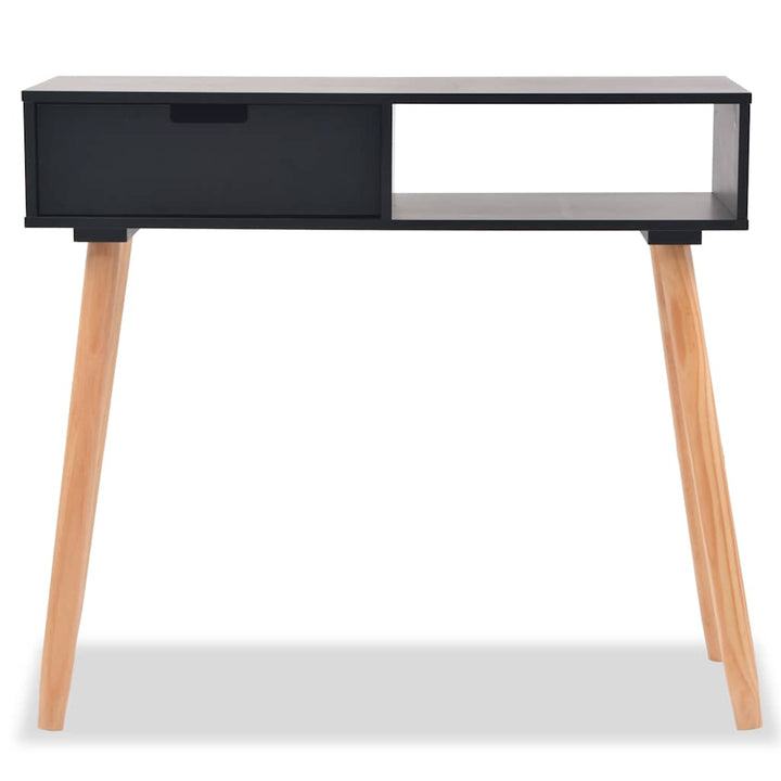 konsolbord massivt fyrretræ 80 x 30 x 72 cm sort