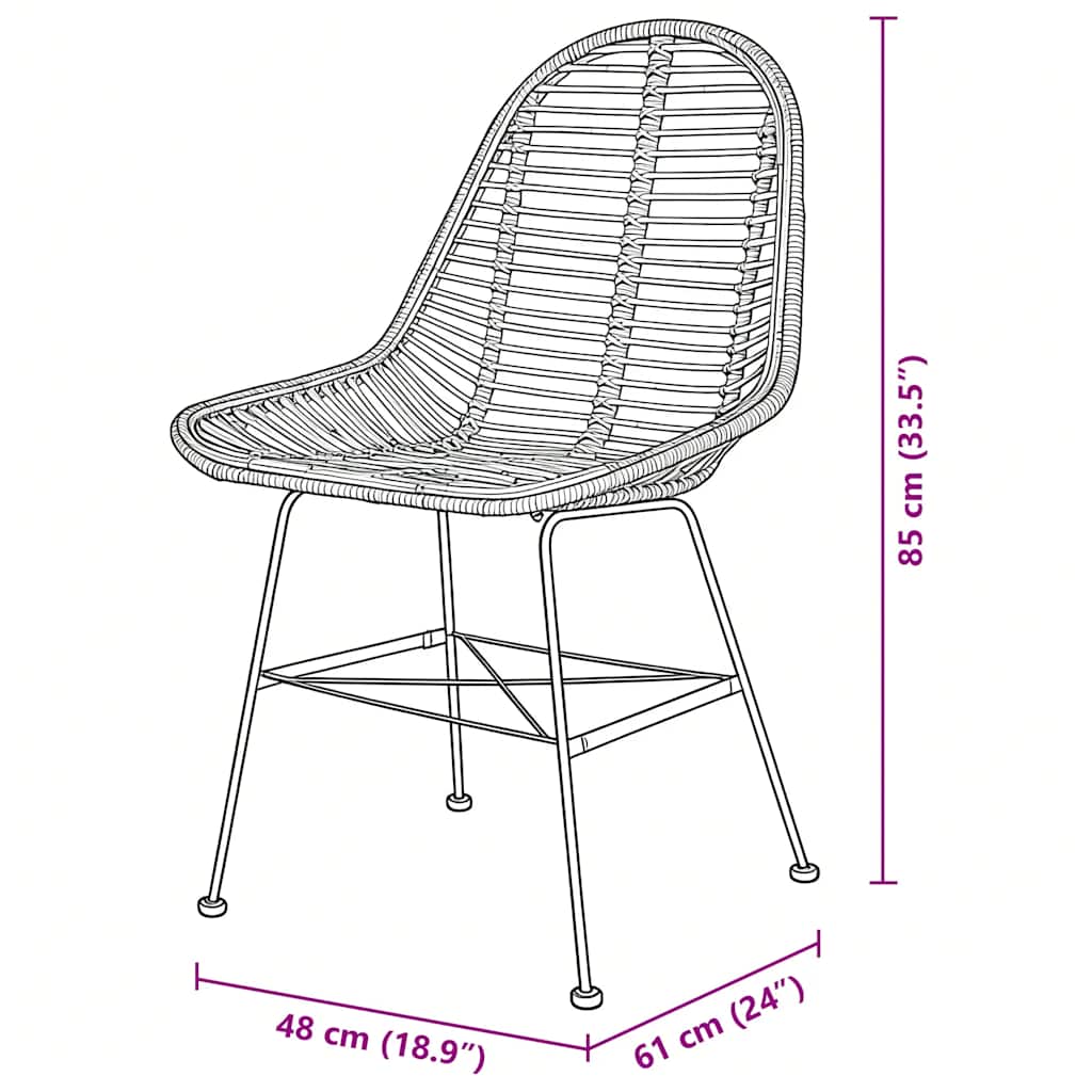spisebordsstole 2 stk. naturligt rattan