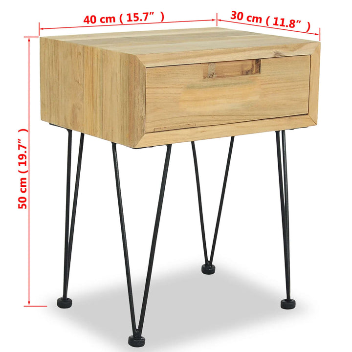 sengebord 40 x 30 x 50 cm massivt teaktræ