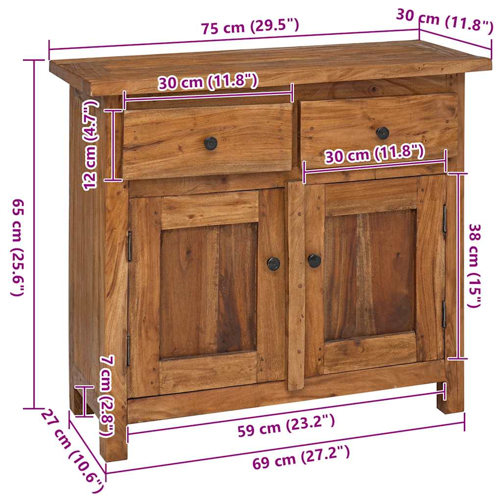 skænk 75x30x65 cm massivt mahognitræ