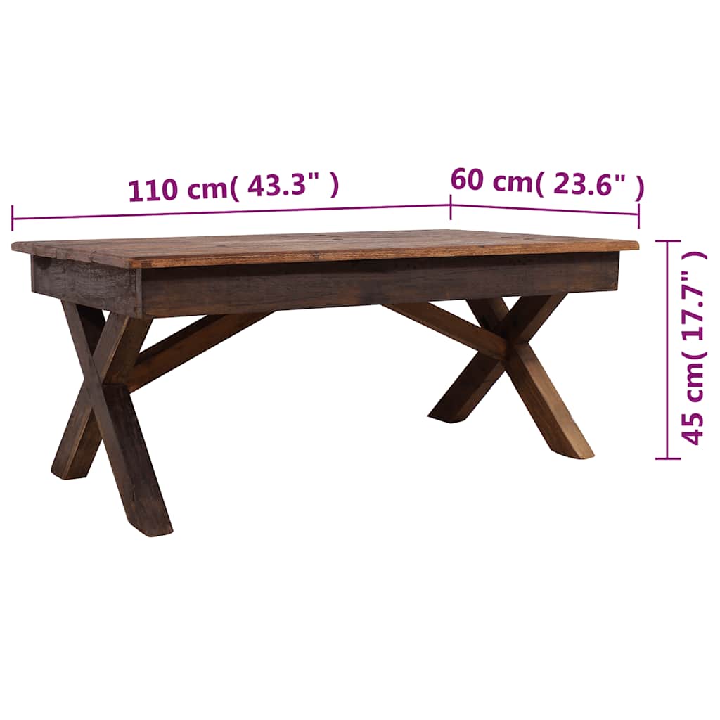 sofabord 110x60x45 cm blandet genbrugstræ