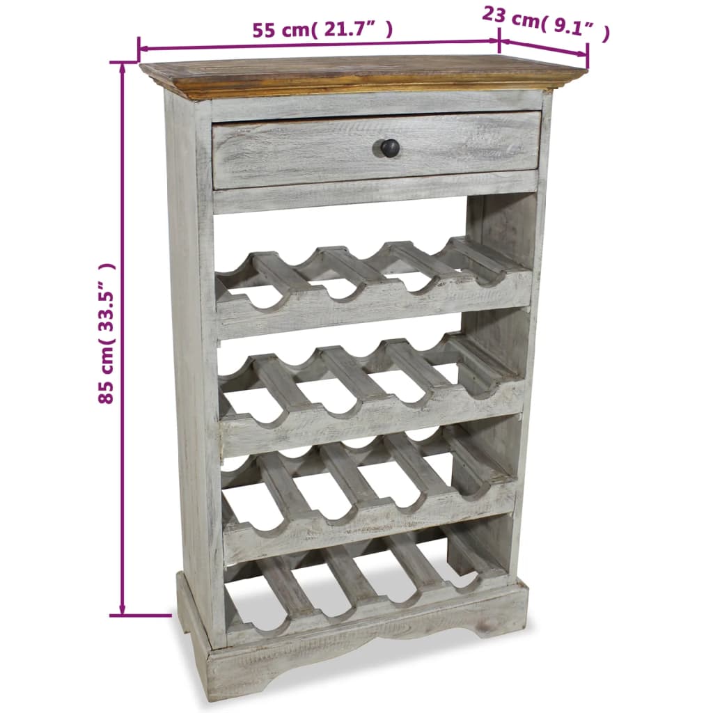 vinreol 55x23x85 cm massivt mahognitræ