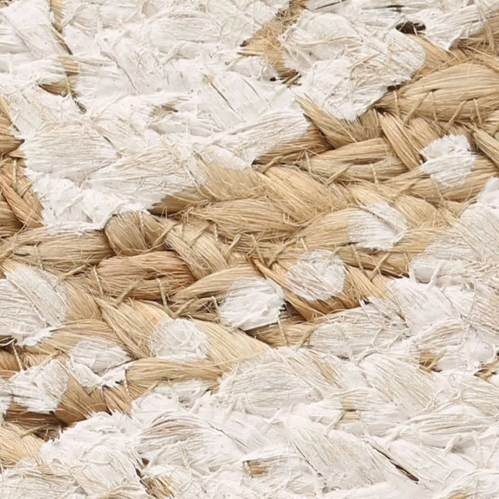 tæppe flettet jute med print 120 cm rund