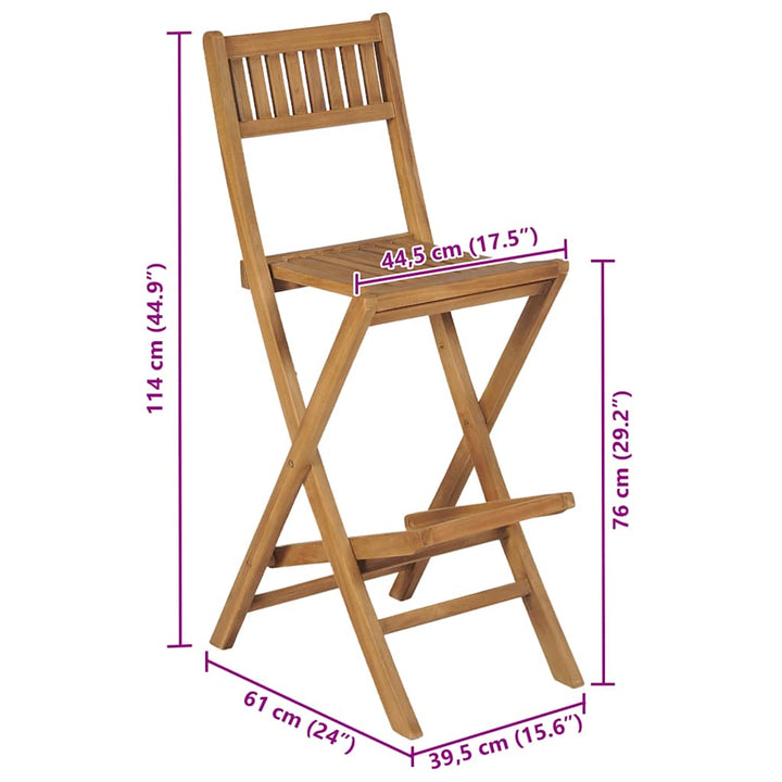 foldbare udendørs barstole 2 stk. massivt teaktræ