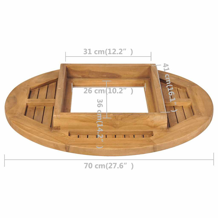 ølkassebordplade teak 70 cm