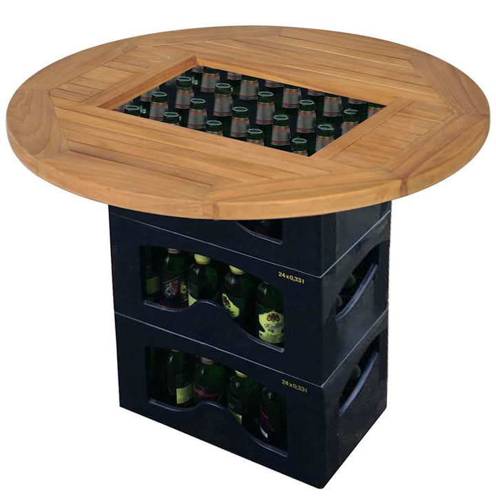 ølkassebordplade teak 70 cm
