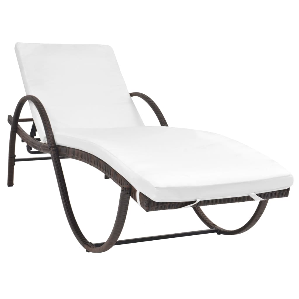 liggestole 2 stk. med bord polyrattan brun