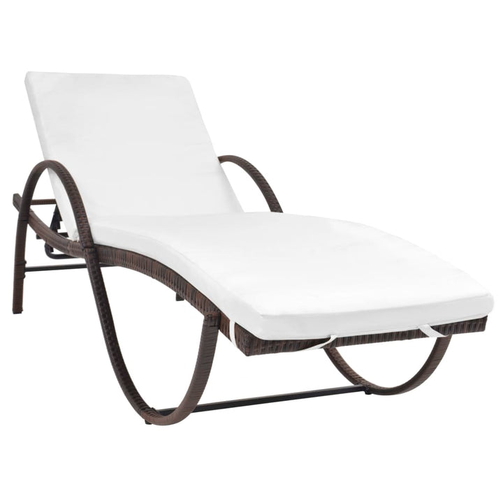 liggestole 2 stk. med bord polyrattan brun