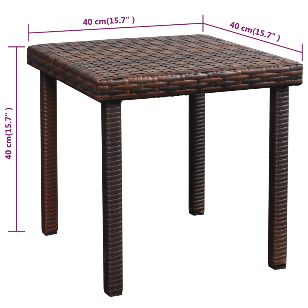 liggestole 2 stk. med bord polyrattan brun
