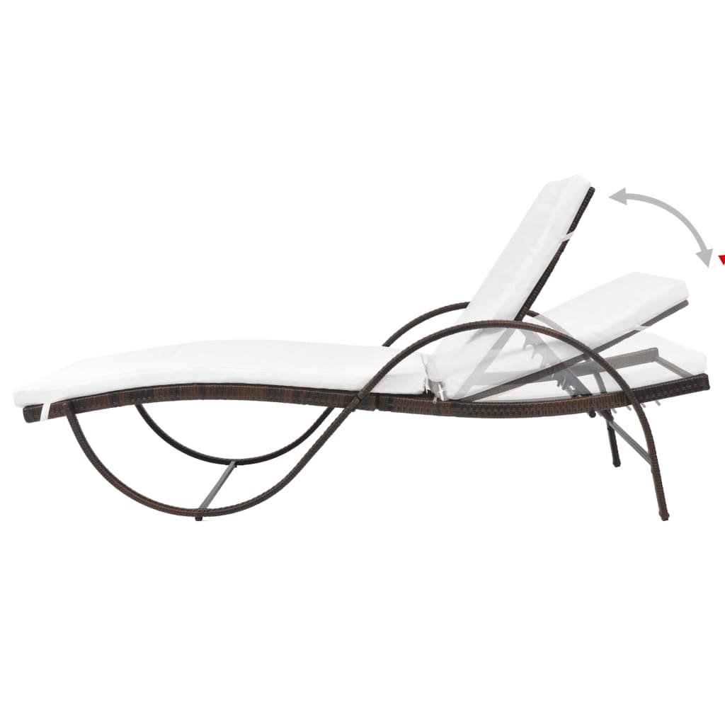 liggestole 2 stk. med bord polyrattan brun