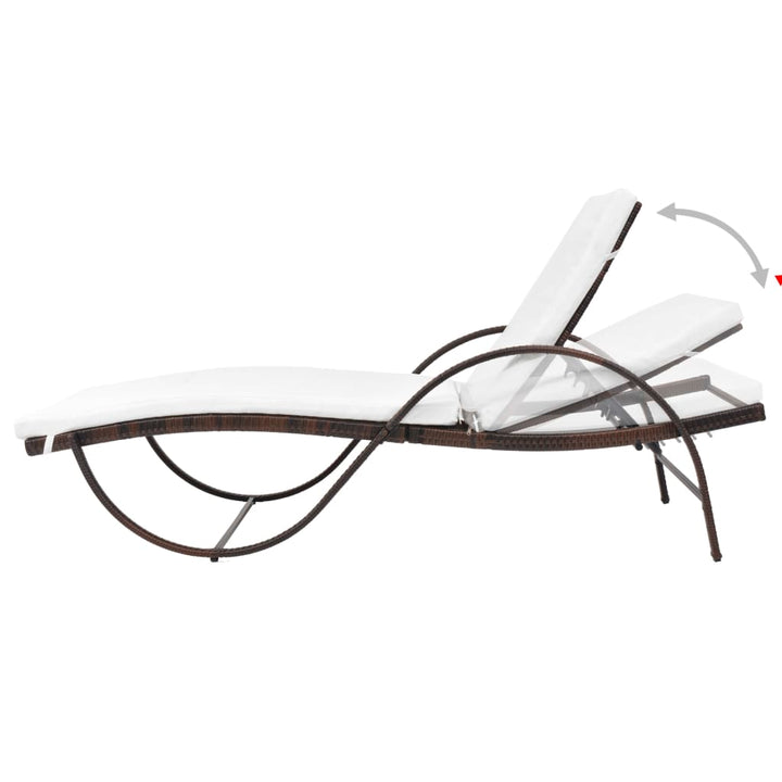 liggestole 2 stk. med bord polyrattan brun