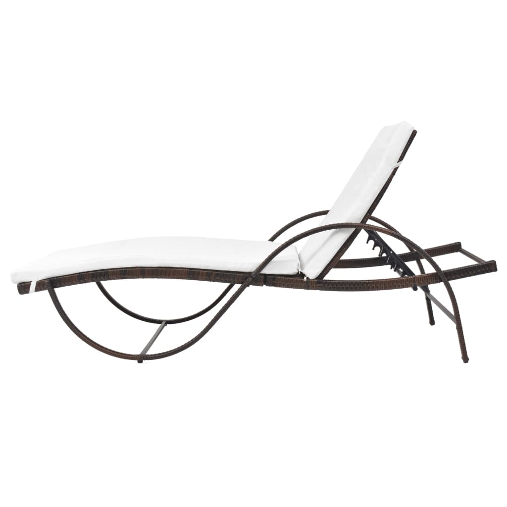 liggestole 2 stk. med bord polyrattan brun