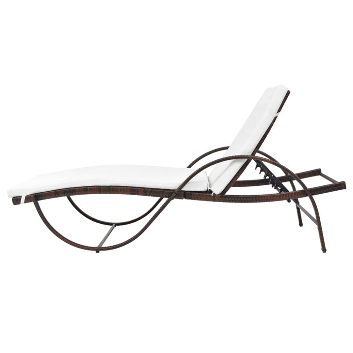 liggestole 2 stk. med bord polyrattan brun