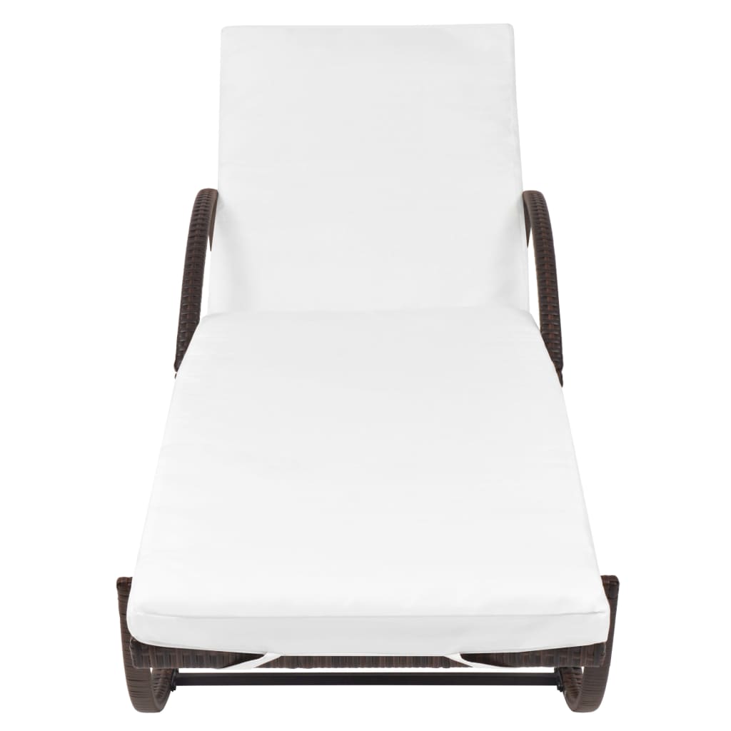 liggestole 2 stk. med bord polyrattan brun