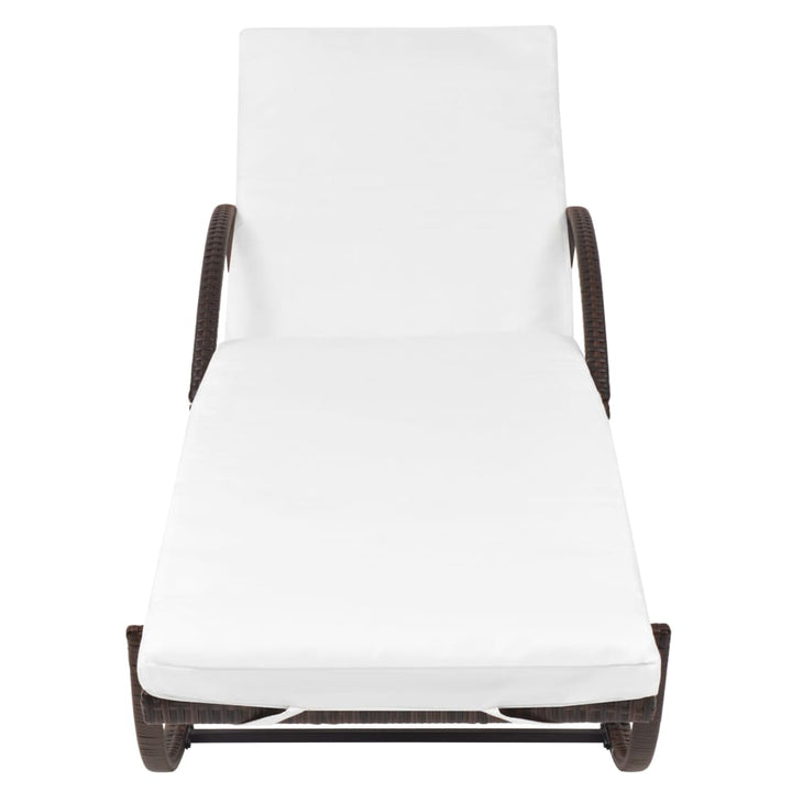 liggestole 2 stk. med bord polyrattan brun