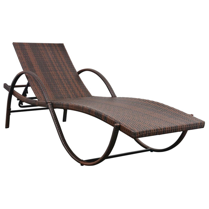 liggestole 2 stk. med bord polyrattan brun