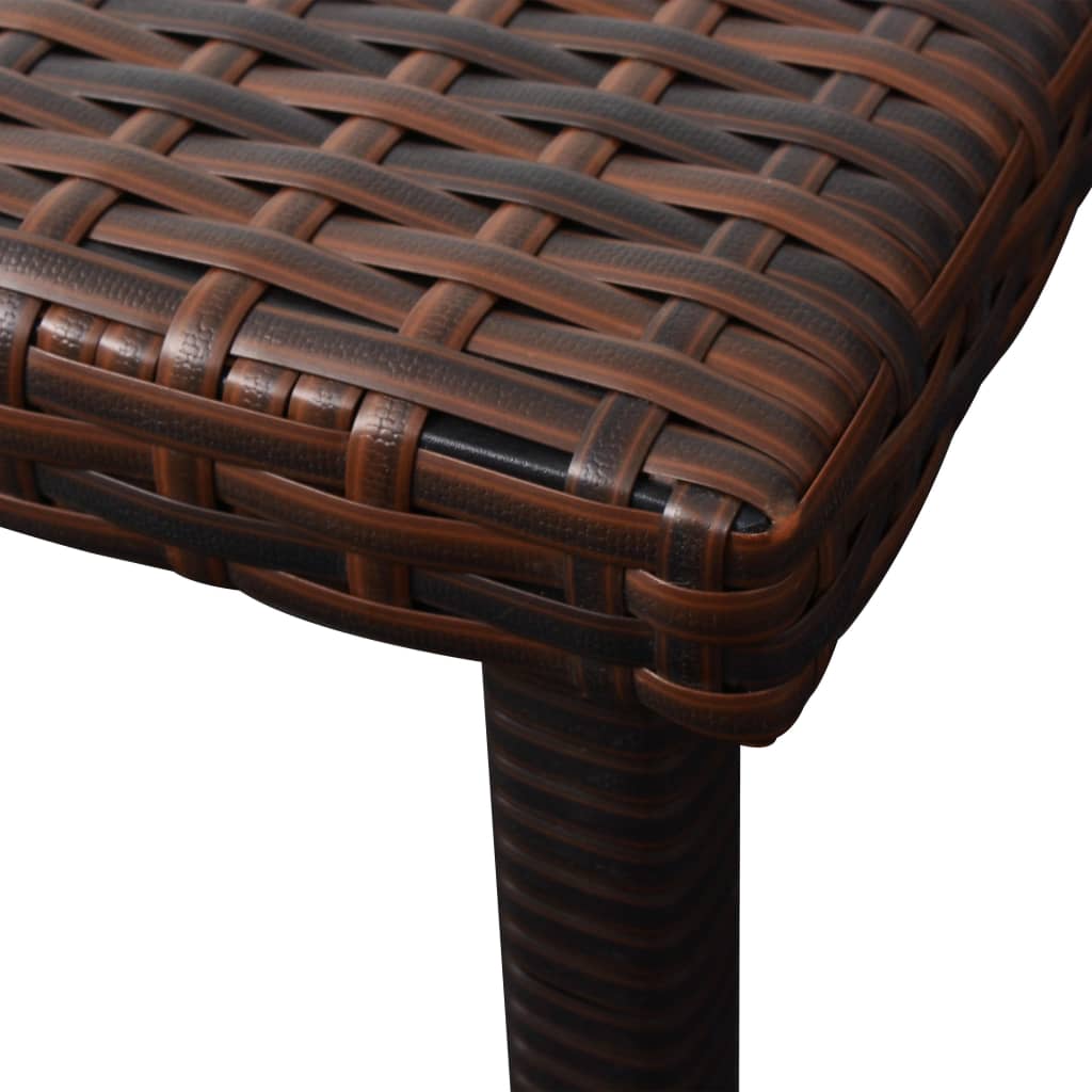 liggestole 2 stk. med bord polyrattan brun