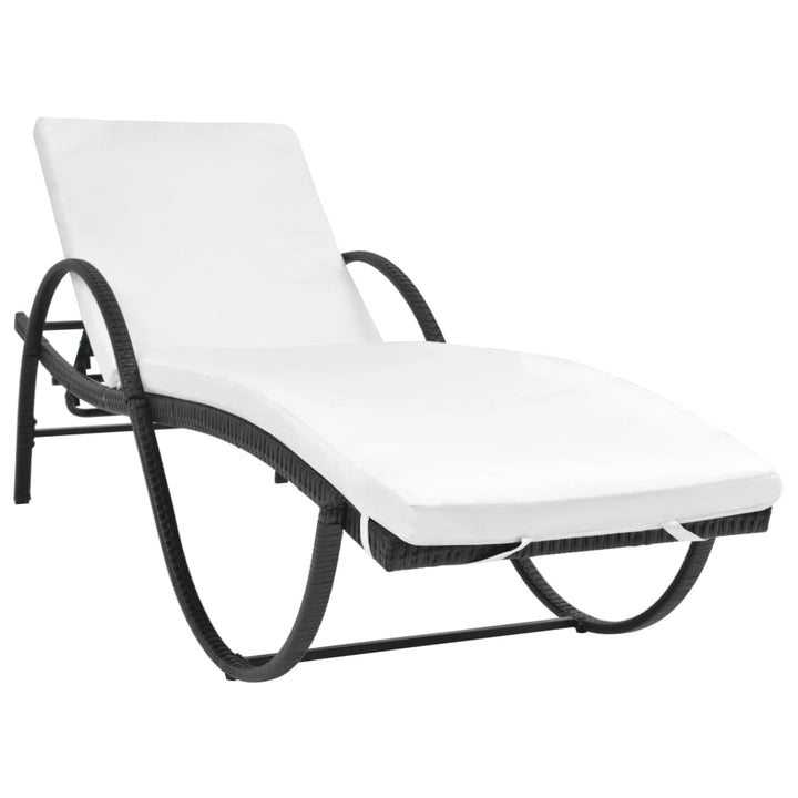 liggestole 2 stk. med bord polyrattan sort