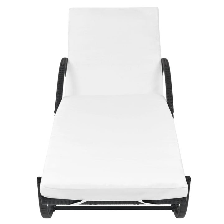 liggestole 2 stk. med bord polyrattan sort