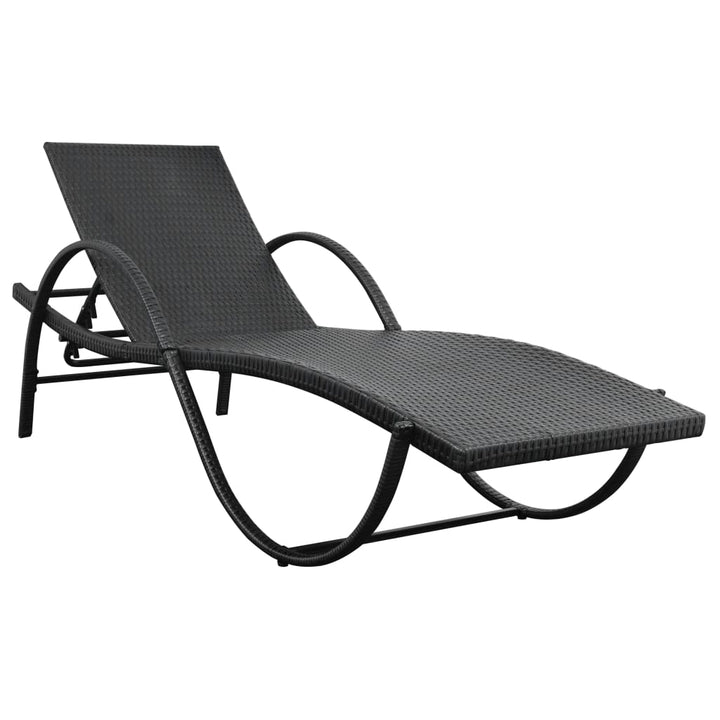 liggestole 2 stk. med bord polyrattan sort