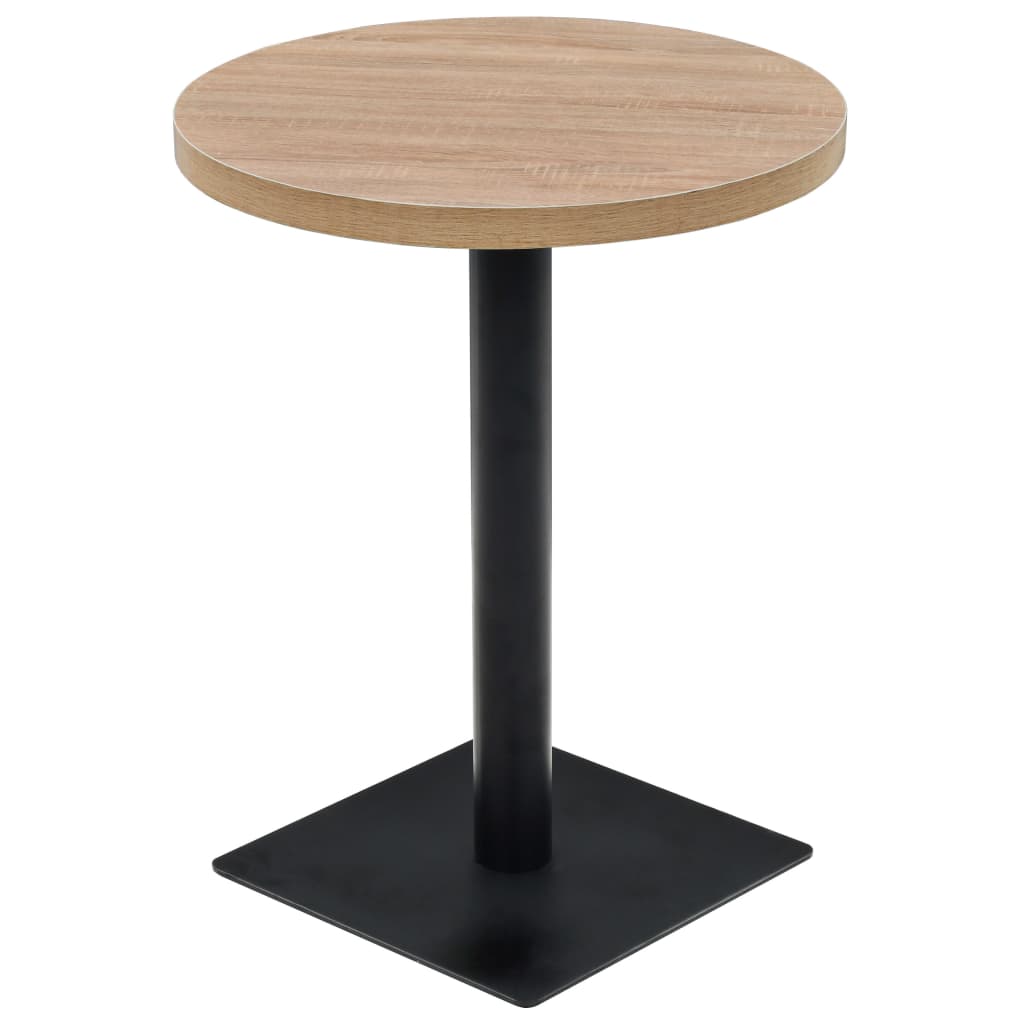 bistrobord MDF og stål rund 60 x 75 cm egetræsfarvet