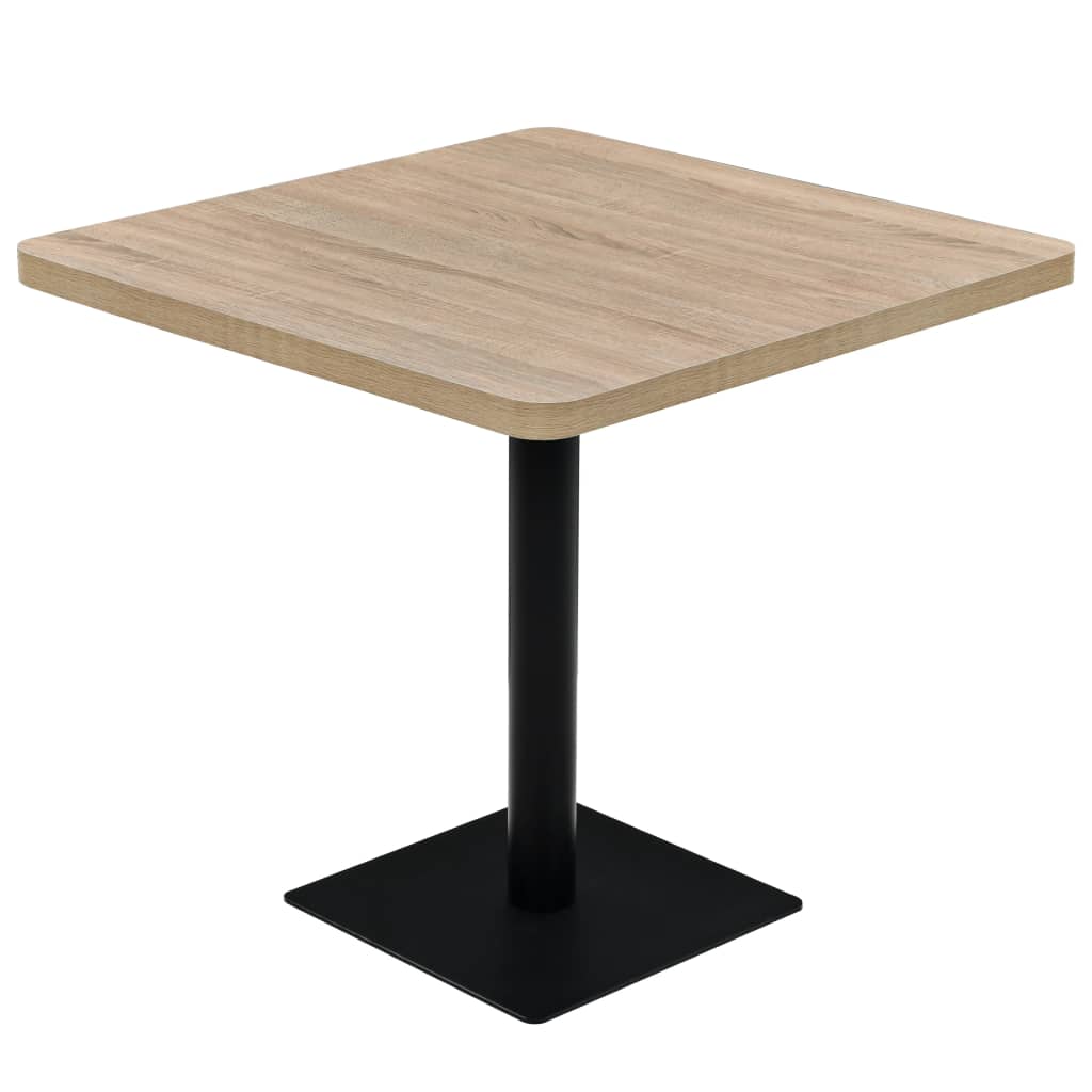 bistrobord MDF og stål firkantet 80 x 80 x 75 cm egetræsfarvet