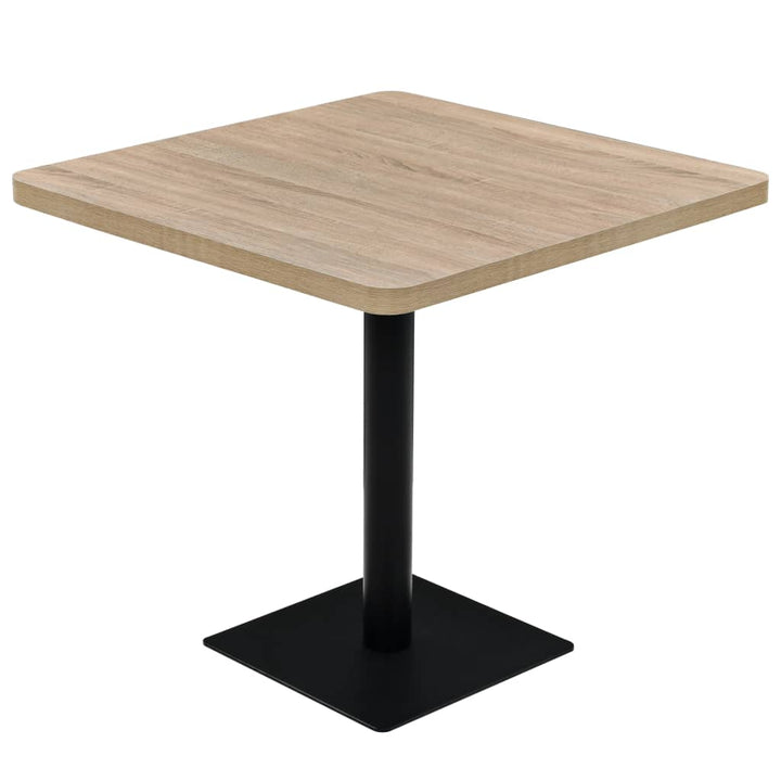 bistrobord MDF og stål firkantet 80 x 80 x 75 cm egetræsfarvet