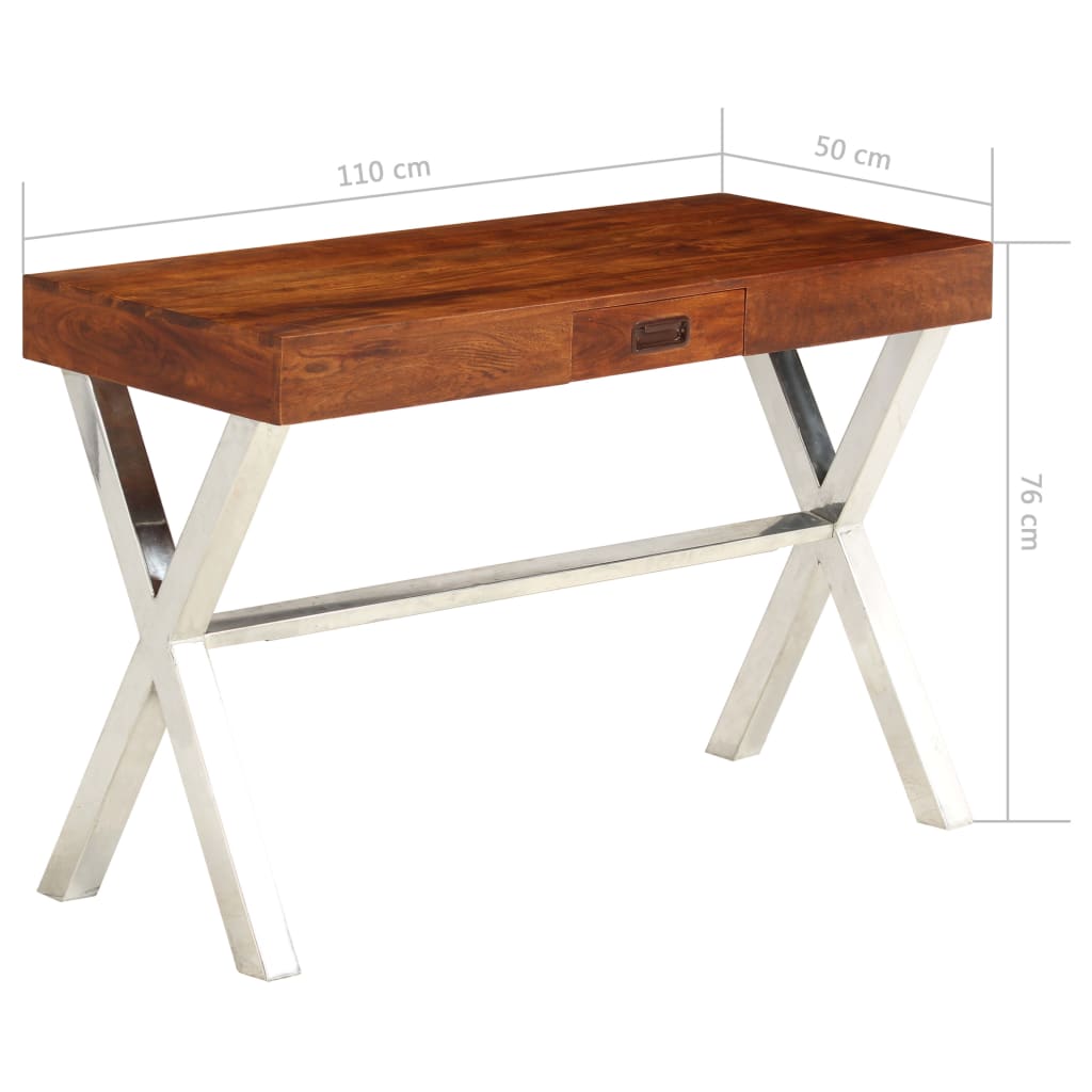 skrivebord 110x50x76 cm massivt akacietræ honningfarvet finish