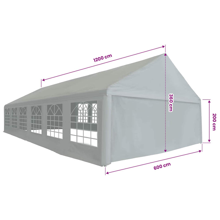 Teltstof uden ramme Grå 12 x 6 m PE