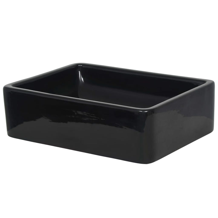 håndvask keramik rektangulær sort 41 x 30 x 12 cm