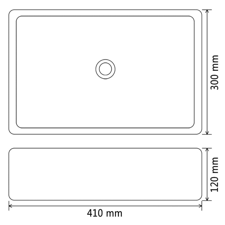 håndvask keramik rektangulær sort 41 x 30 x 12 cm
