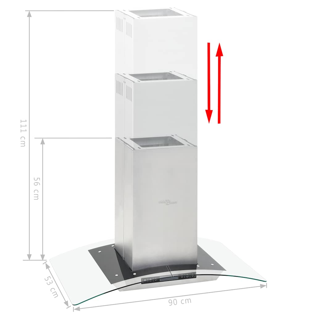 ø-emhætte 90 cm LCD-display touchsensor 756 m³/t. LED
