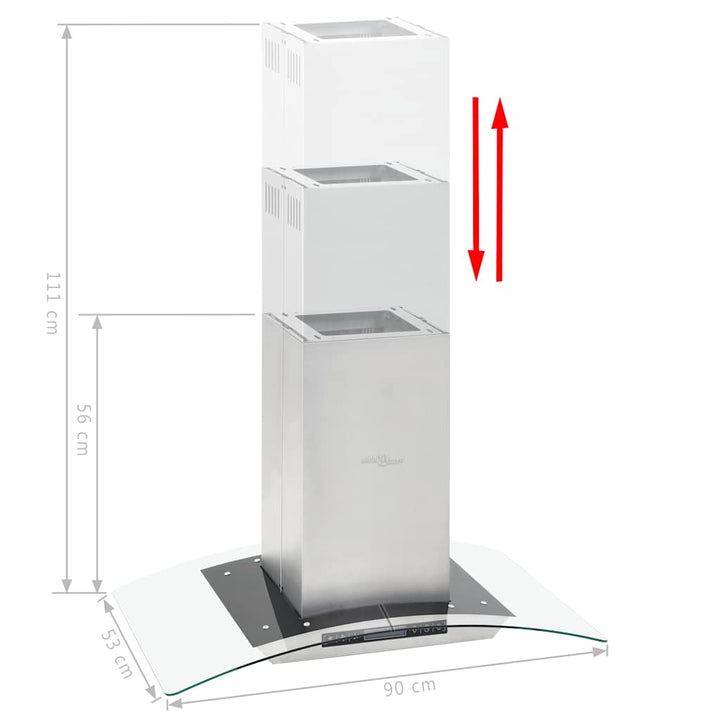 ø-emhætte 90 cm LCD-display touchsensor 756 m³/t. LED