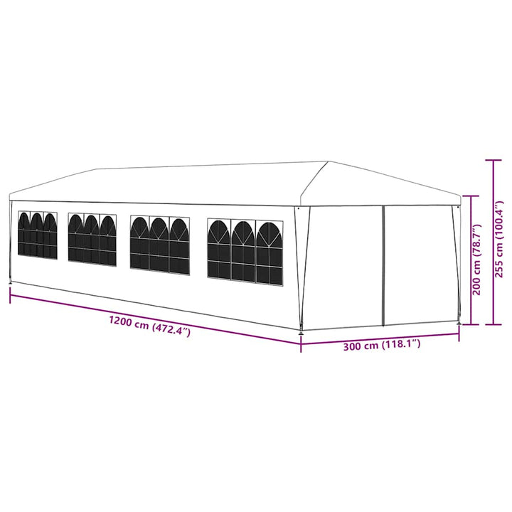 havefesttelt 3 x 12 m blå
